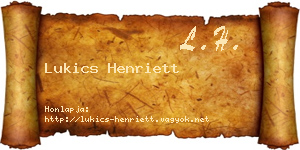 Lukics Henriett névjegykártya
